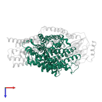 Cytochrome bo(3) ubiquinol oxidase subunit 1 in PDB entry 1fft, assembly 1, top view.