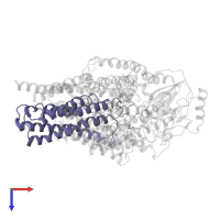 Cytochrome bo(3) ubiquinol oxidase subunit 3 in PDB entry 1fft, assembly 1, top view.