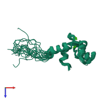 PDB entry 1fi5 coloured by chain, ensemble of 20 models, top view.