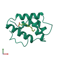 PDB entry 1fk2 coloured by chain, front view.