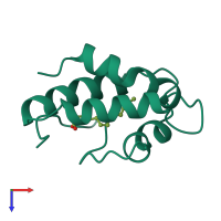 PDB entry 1fk2 coloured by chain, top view.