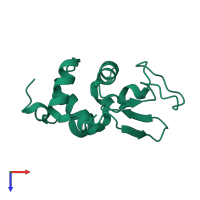 PDB entry 1flu coloured by chain, top view.