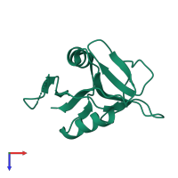 PDB entry 1fm5 coloured by chain, top view.