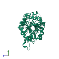 PDB entry 1fo8 coloured by chain, side view.