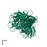 PDB entry 1fqq coloured by chain, ensemble of 20 models, top view.