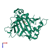 PDB entry 1fr4 coloured by chain, top view.