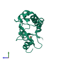 Monomeric assembly 1 of PDB entry 1fsj coloured by chemically distinct molecules, side view.