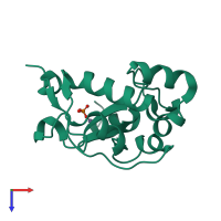 Monomeric assembly 1 of PDB entry 1fsj coloured by chemically distinct molecules, top view.