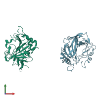 PDB entry 1fsn coloured by chain, front view.