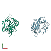 PDB entry 1fsr coloured by chain, front view.