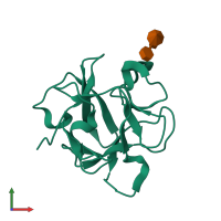 PDB entry 1fwu coloured by chain, front view.