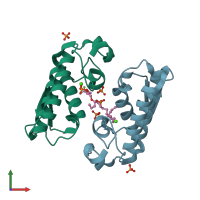 PDB entry 1fxf coloured by chain, front view.