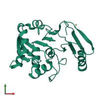 PDB entry 1fy2 coloured by chain, front view.