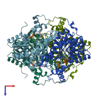 PDB entry 1g0o coloured by chain, top view.