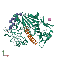 PDB entry 1g0v coloured by chain, front view.