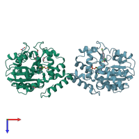 PDB entry 1g3m coloured by chain, top view.