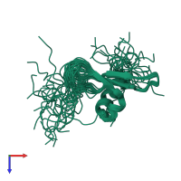 PDB entry 1g6z coloured by chain, ensemble of 25 models, top view.