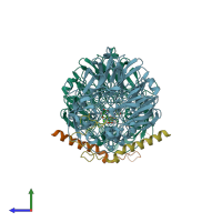 PDB entry 1g72 coloured by chain, side view.