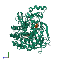 PDB entry 1g9j coloured by chain, side view.