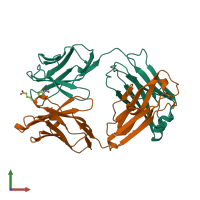 PDB entry 1gaf coloured by chain, front view.