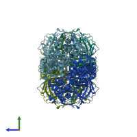 PDB entry 1ggf coloured by chain, side view.