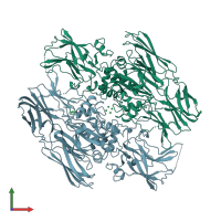 PDB entry 1ggy coloured by chain, front view.