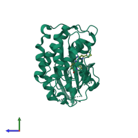 PDB entry 1gij coloured by chain, side view.