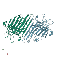 PDB entry 1gkb coloured by chain, front view.