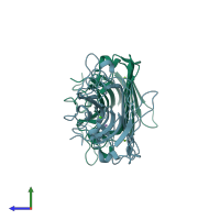 PDB entry 1gkb coloured by chain, side view.