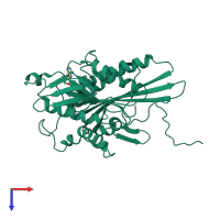 PDB entry 1goj coloured by chain, top view.