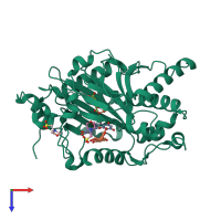 PDB entry 1gp5 coloured by chain, top view.