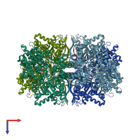 PDB entry 1gpa coloured by chain, top view.