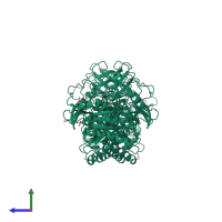 Homo dimeric assembly 1 of PDB entry 1gpf coloured by chemically distinct molecules, side view.