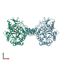 PDB entry 1gpf coloured by chain, front view.