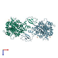 PDB entry 1gpf coloured by chain, top view.