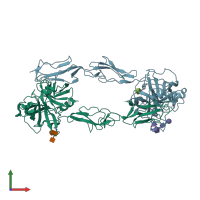 PDB entry 1gpz coloured by chain, front view.