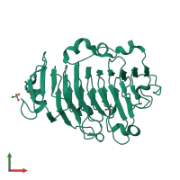 PDB entry 1gq8 coloured by chain, front view.