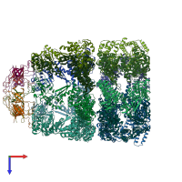 PDB entry 1gru coloured by chain, top view.