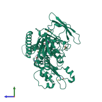 PDB entry 1gsn coloured by chain, side view.