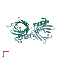 PDB entry 1gt5 coloured by chain, top view.