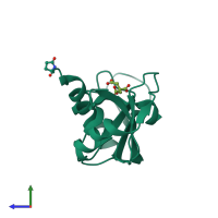 PDB entry 1gv7 coloured by chain, side view.