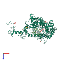 PDB entry 1gwf coloured by chain, top view.