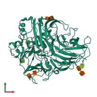 Monomeric assembly 1 of PDB entry 1gyc coloured by chemically distinct molecules, front view.