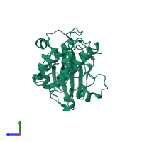 PDB entry 1gzo coloured by chain, side view.