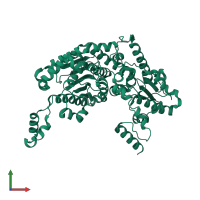 PDB entry 1gzv coloured by chain, front view.