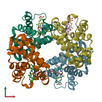 PDB entry 1gzx coloured by chain, front view.