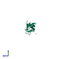 PDB entry 1h04 coloured by chain, side view.