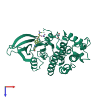 PDB entry 1h08 coloured by chain, top view.
