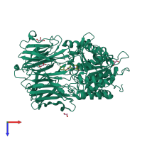 Monomeric assembly 1 of PDB entry 1h2y coloured by chemically distinct molecules, top view.