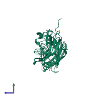 PDB entry 1h30 coloured by chain, side view.